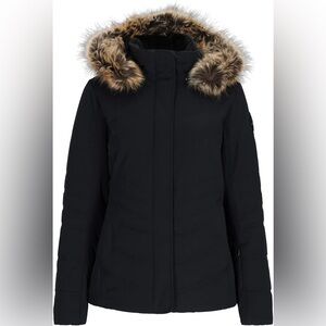 Obermeyer Black Puffer Jacket with Fur Trim